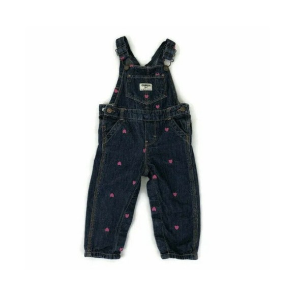 OshKosh B’gosh Other - Oshkosh B’Gosh Baby Girl’s Size 18 Months Denim Overalls Embroidered Hearts